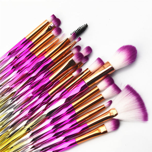 20 fiber eye group suit multicolor eye shadow set brush plating plastic handle beauty tools